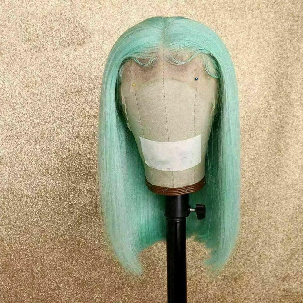 Sterly Mint Green Bob Wig Colored Straight Bob Human Hair Lace Wigs - sterlyhair