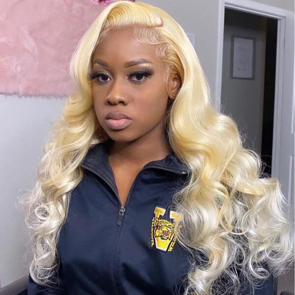 Sterly Hair 100% Human Hair 613 Blonde Body Wave 4×4/5x5 Lace Closure Wig