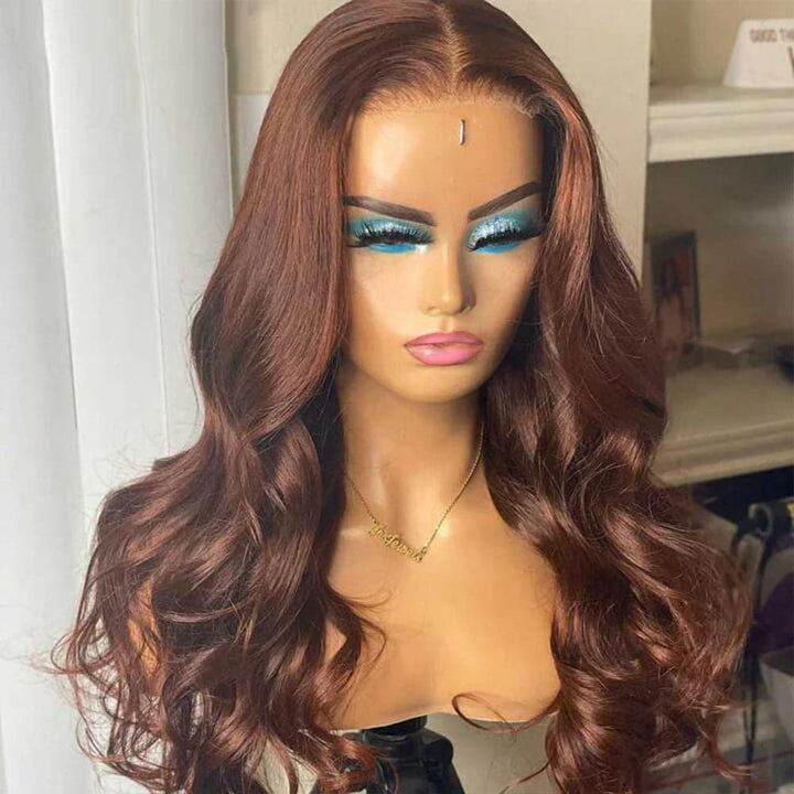 #4 Chocolate Brown Hair Wig Sterly Brown Glueless Body Wave Lace Front Wigs Human Hair - sterlyhair