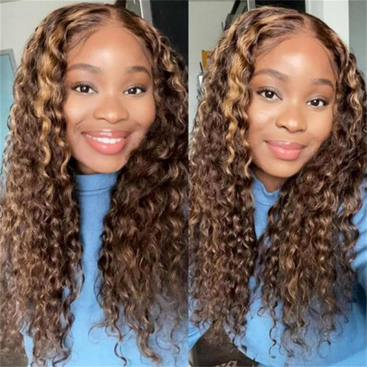 Sterly 13x6 HD Transparent Lace Front Closure Colored Human Hair Wigs Highlight Deep Wave Frontal Wigs - sterlyhair