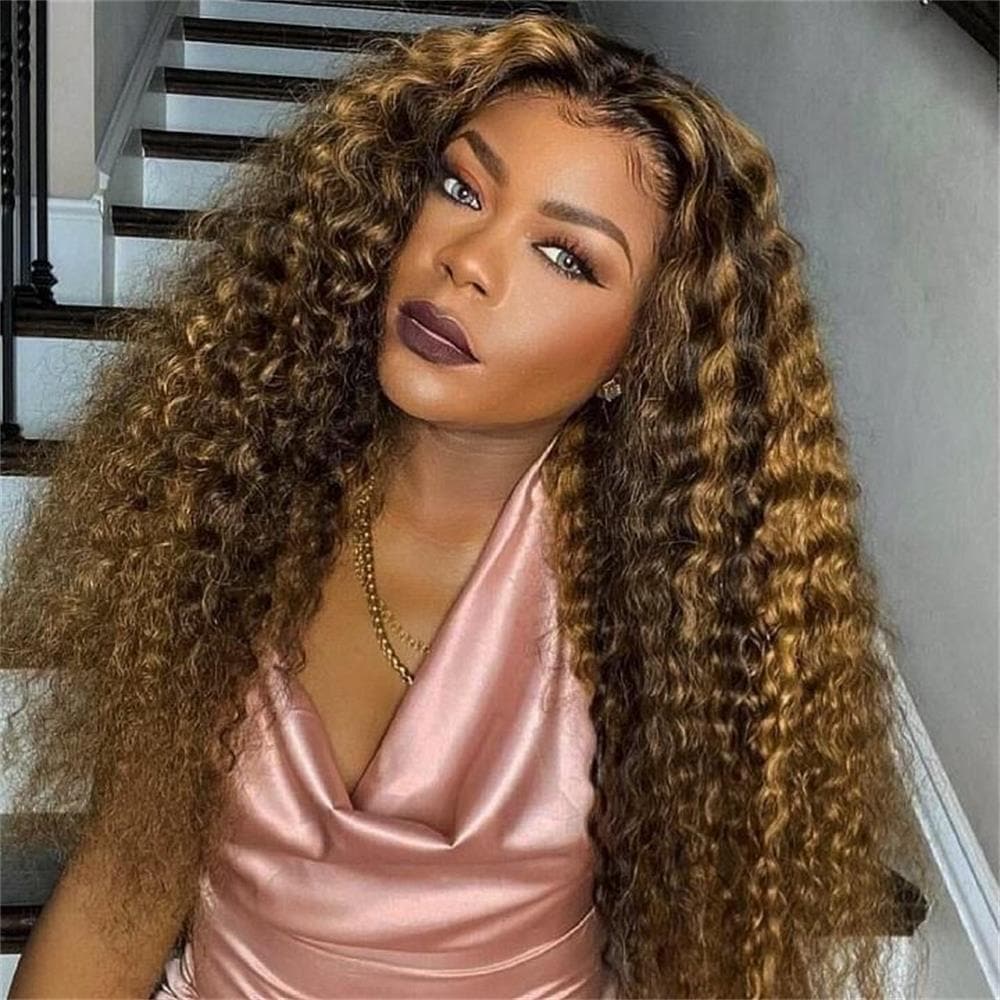 Sterly 13x6 HD Transparent Lace Front Closure Colored Human Hair Wigs Highlight Deep Wave Frontal Wigs