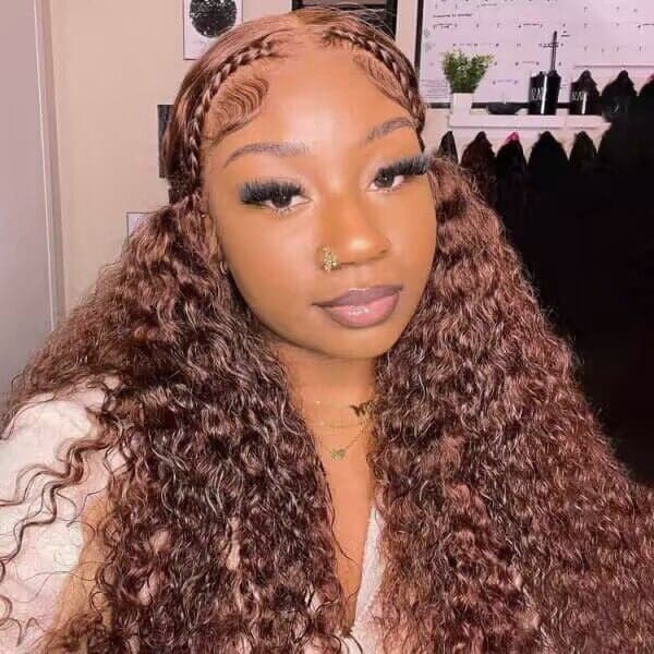 Sterly Reddish Brown Hair Wig Auburn Curly Lace Front Wigs Human Hair - sterlyhair