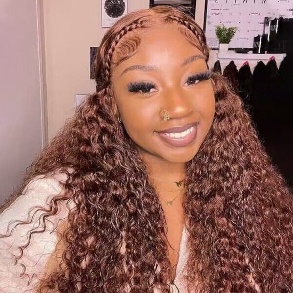 Sterly Reddish Brown Hair Wig Auburn Curly Lace Front Wigs Human Hair - sterlyhair