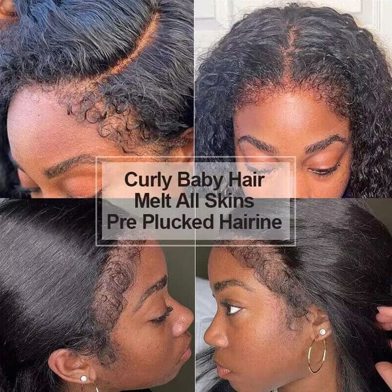 Type 4C Edges Wig | Real HD Lace Kinky Straight 7×6/13×6 Human Hair Wigs With Baby Hair - sterlyhair