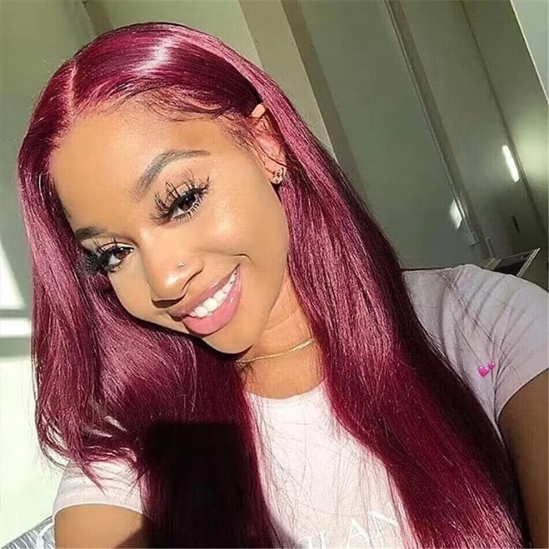 Sterly Affordable #99J Body Wave Wig Burgundy Lace Frontal Human Hair Wig