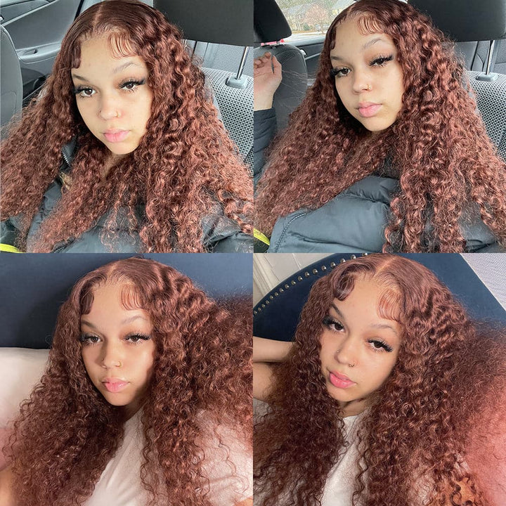 Sterly Reddish Brown Hair Wig Auburn Curly Lace Front Wigs Human Hair - sterlyhair