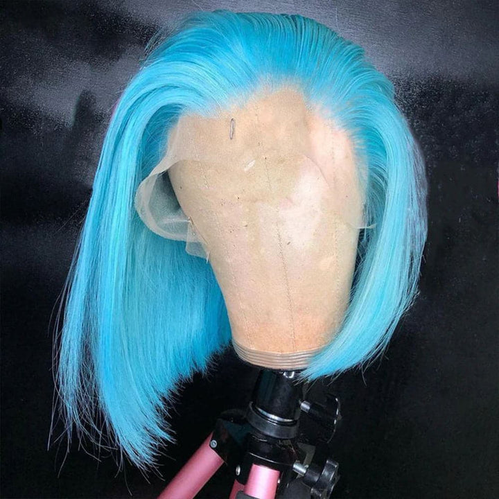Sterly Light Blue Bob Wig Colored Straight Bob Human Hair Wigs - sterlyhair