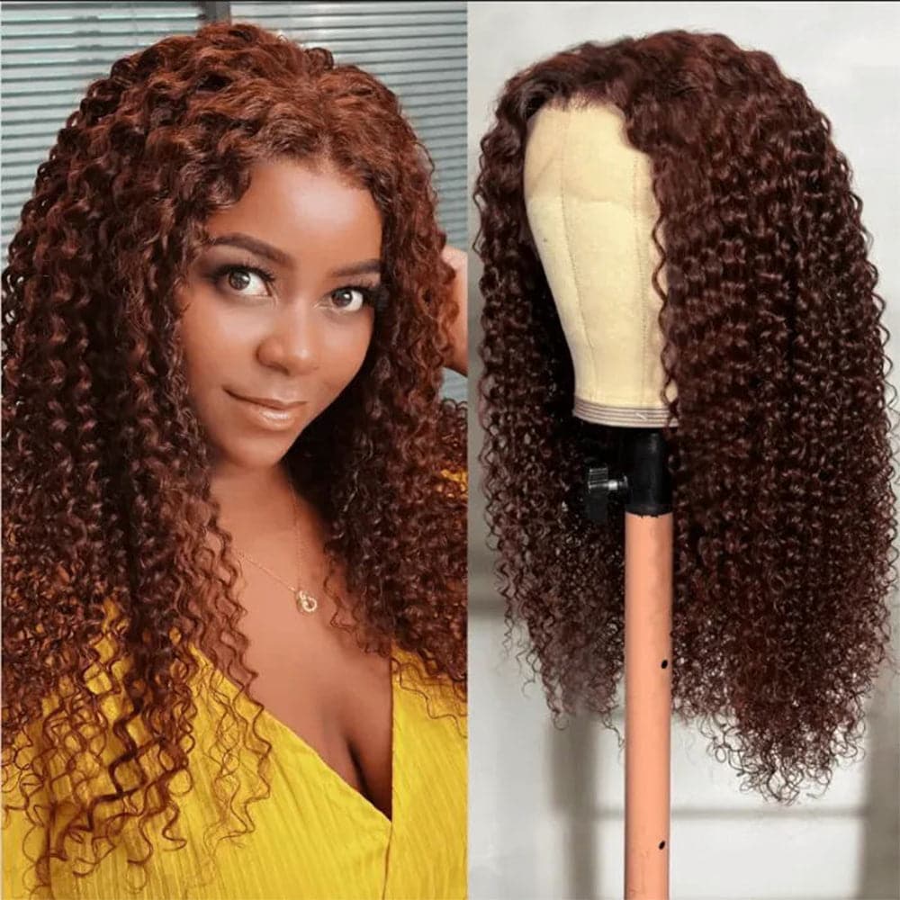 Sterly Reddish Brown Hair Wig Auburn Curly Lace Front Wigs Human Hair - sterlyhair