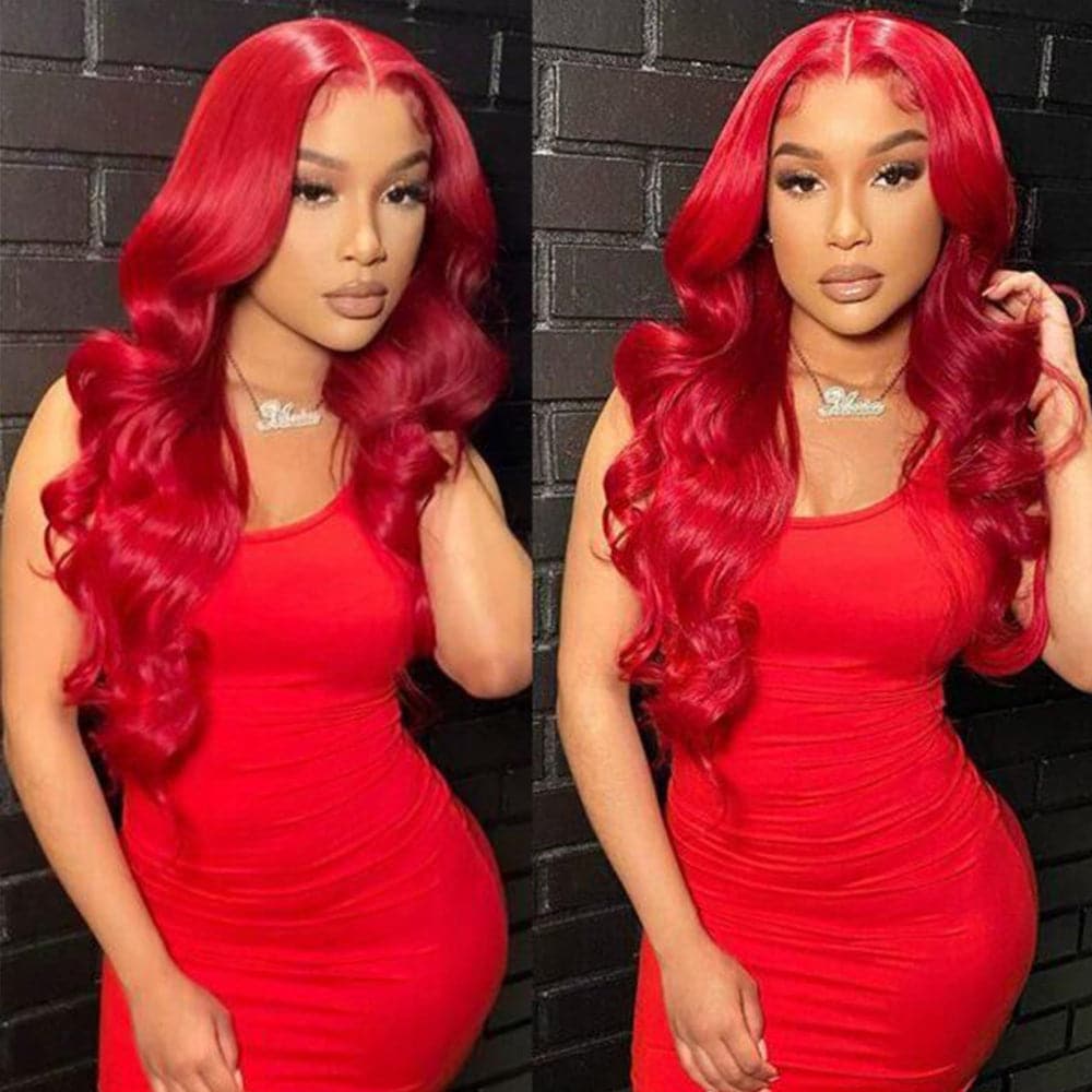Sterly Red Lace Front Wigs Transparent Lace 13×6 Body Wave Human Hair Wigs For Women - sterlyhair
