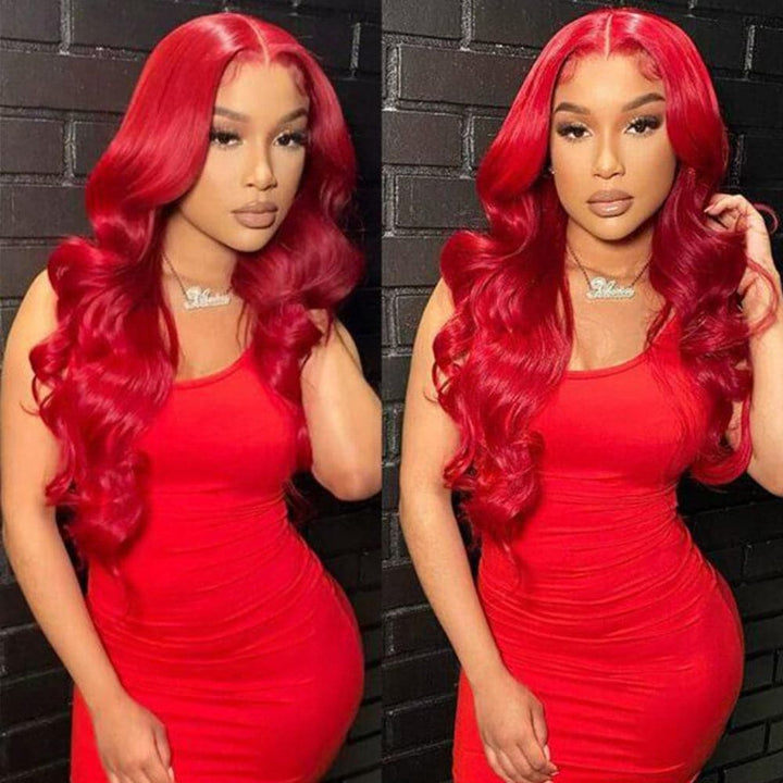 Sterly Red Lace Front Wigs Transparent Lace 13×6 Body Wave Human Hair Wigs For Women - sterlyhair