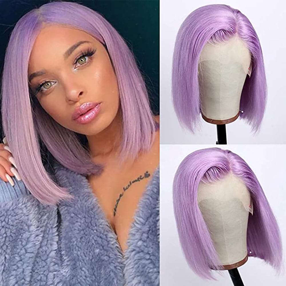 Sterly Light Purple Lavender Bob Wig Colored Straight Bob Human Hair Wigs - sterlyhair