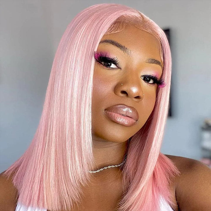 Sterly Pink Color Bob Lace Front Wig Colored Human Hair Bob Wigs - sterlyhair
