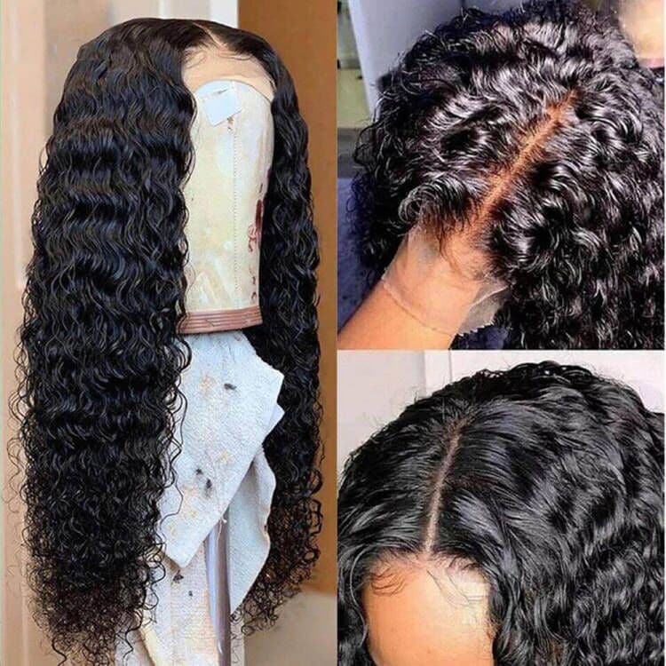 Sterly Water Wave 4×4 HD Transparent Lace Closure Wigs Human Hair Wigs For Women