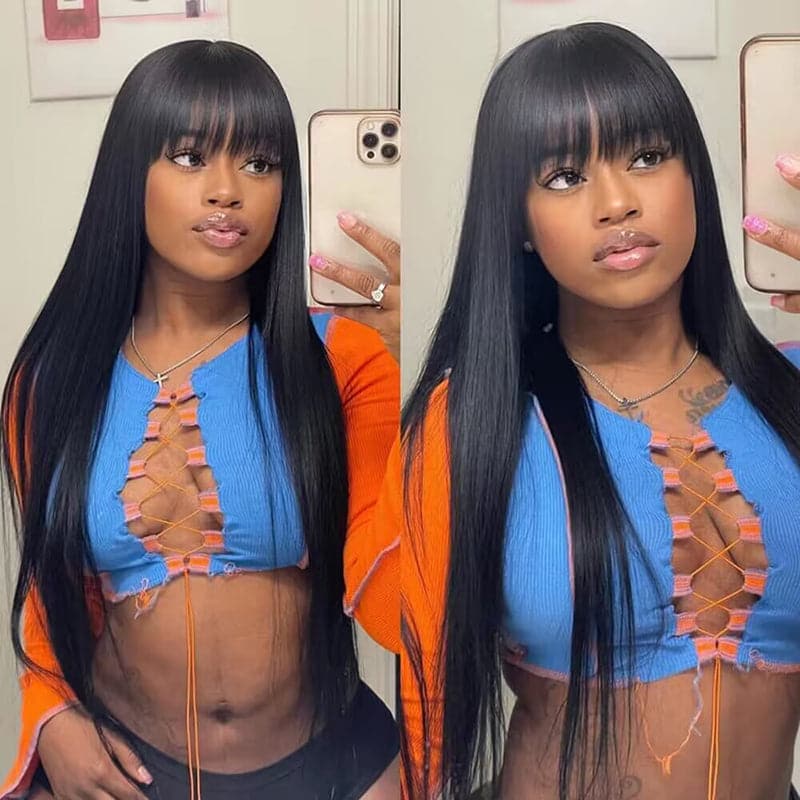 22-32inch Glueless Human Hair Wigs With Bangs No Code Needed!