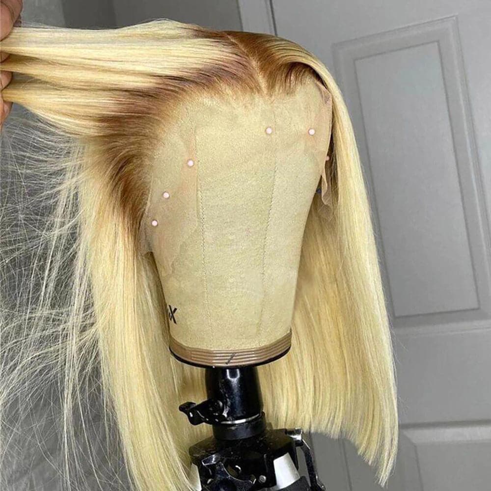Sterly Hair T4/613 Colored Bob Wig Straight 13x6 Human Hair Wigs Blonde Magic - sterlyhair