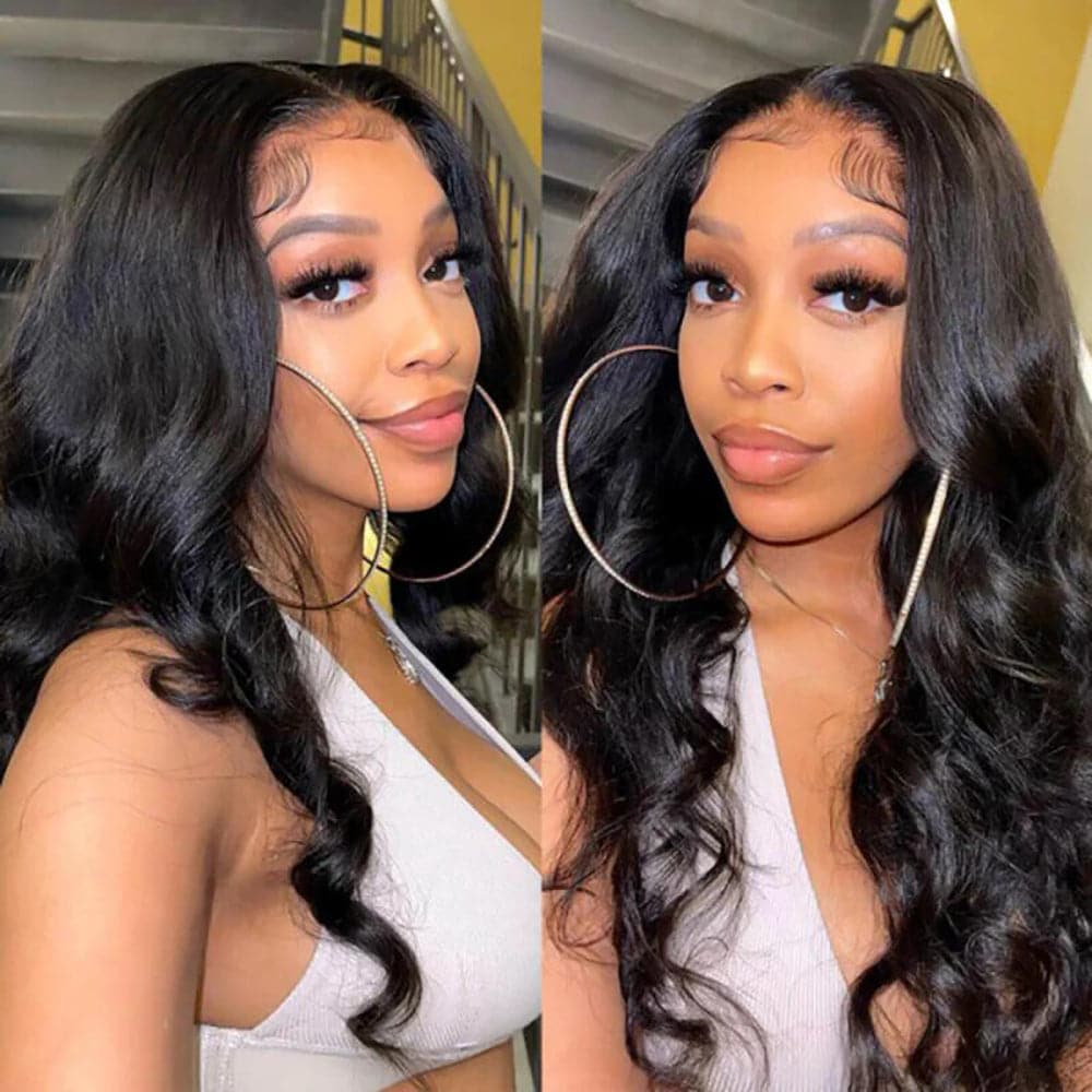 Sterly Affordable 4×4 HD Transparent Body Wave Closure Lace Wigs Human Hair