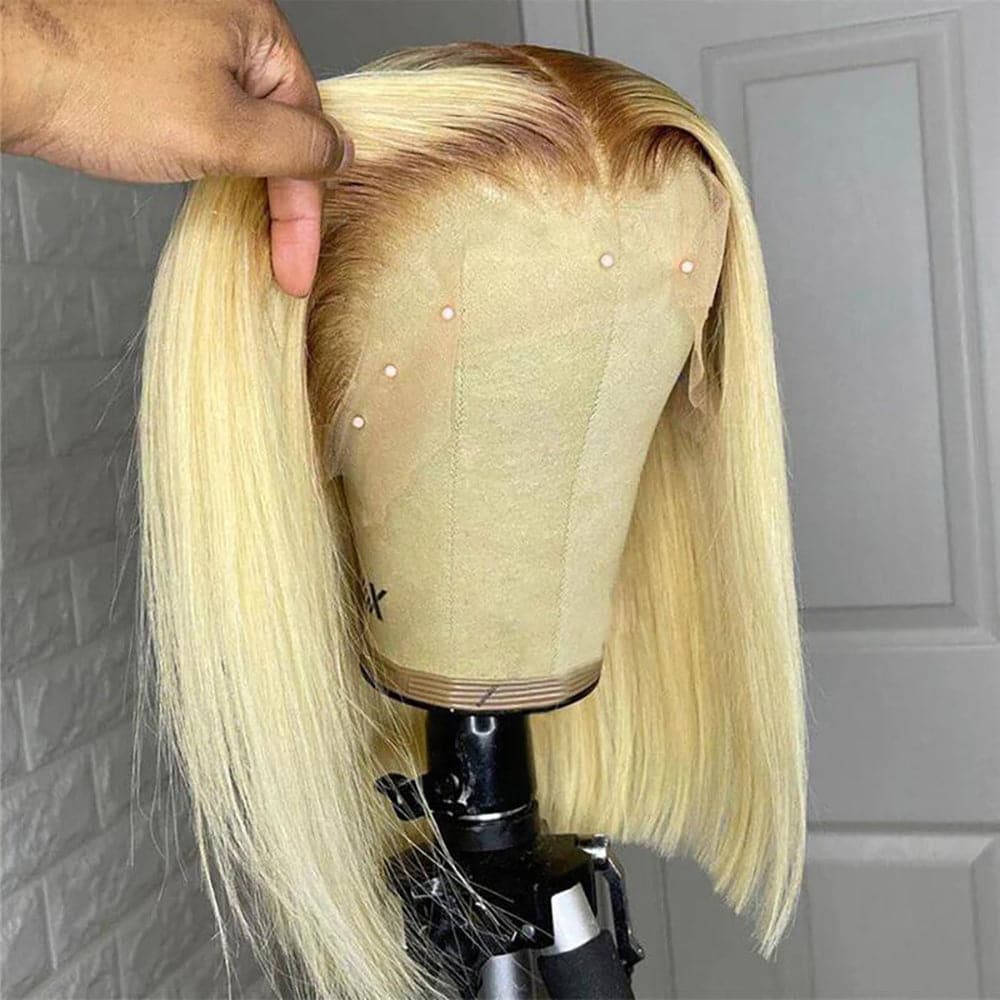 Sterly Hair T4/613 Colored Bob Wig Straight 13x6 Human Hair Wigs Blonde Magic - sterlyhair