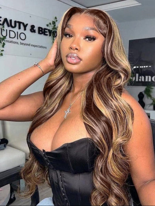 Glueless 13x6 P4/27 Highlight Wig Body Wave HD Lace Front Human Hair Wig Sterly Hair - sterlyhair