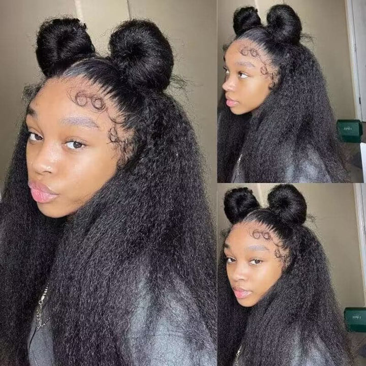 Type 4C Edges Wig | Sterly Yaki Straight Glueless 13×6 Lace Frontal Human Hair Wigs - sterlyhair