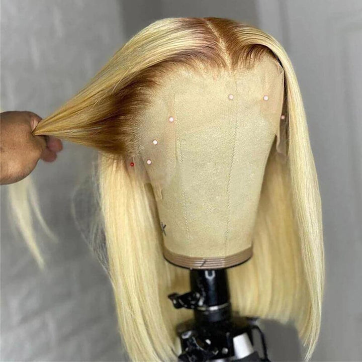 Sterly Hair T4/613 Colored Bob Wig Straight 13x6 Human Hair Wigs Blonde Magic - sterlyhair