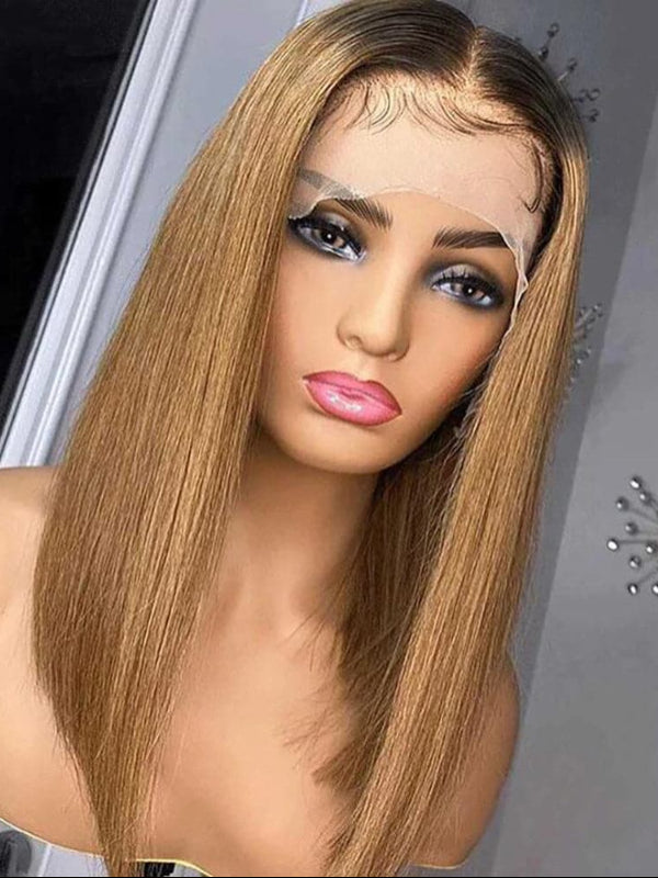 Sterly 1B/27 Ombre 13x6 Lace Front Straight Ombre Colored Human Hair Bob Wigs - sterlyhair