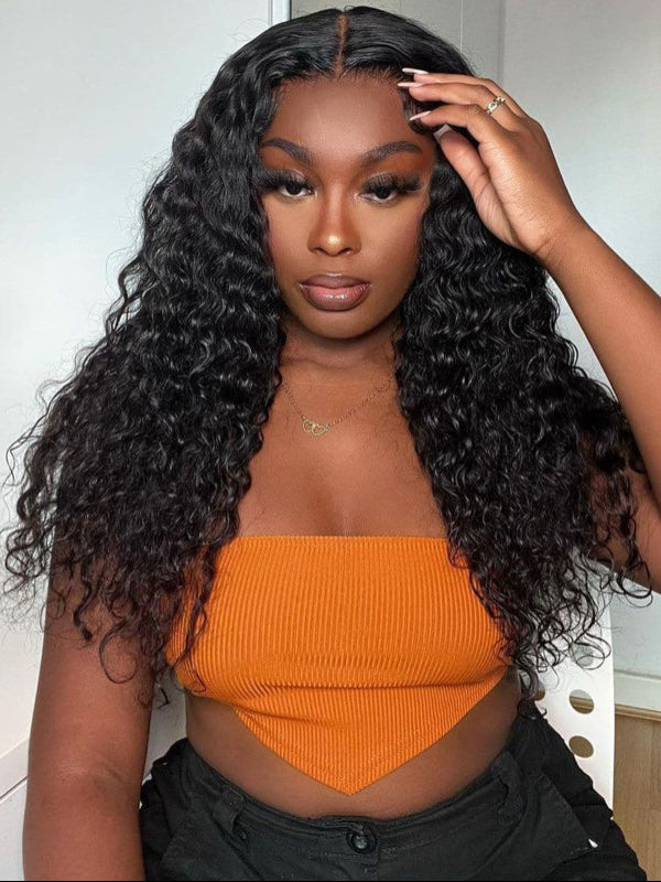 Perruques en cheveux humains ondulés profonds avec fermeture en dentelle HD 5x5 Sterly 