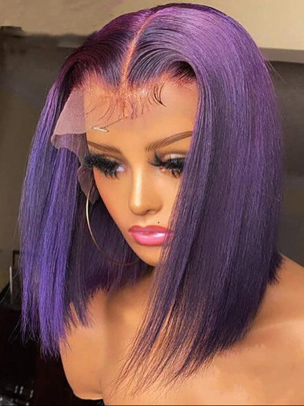 Sterly Dark Purple Bob Wig Colored Straight Bob Human Hair Wigs - sterlyhair