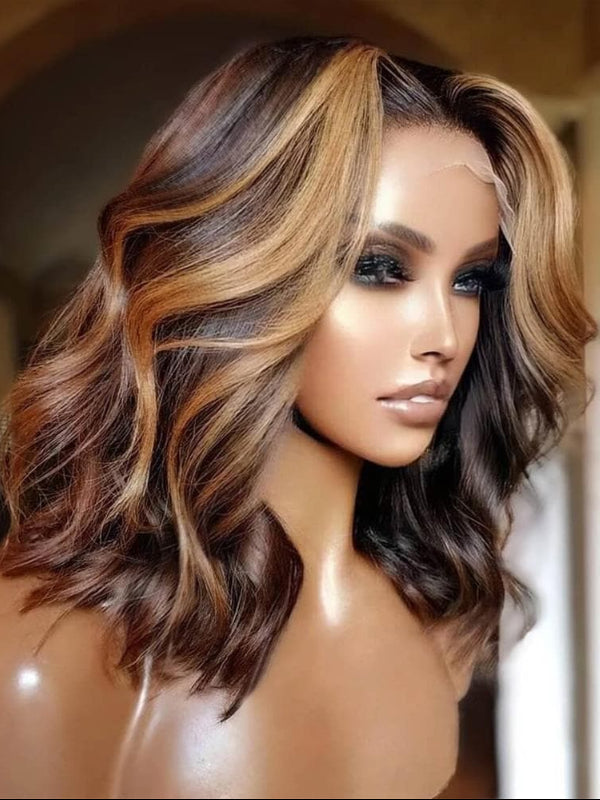 Sterly P4/27 Highlight Colored Short Body Wave Bob 180% Density - sterlyhair