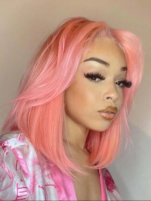 Sterly Pink Color Bob Lace Front Wig Colored Human Hair Bob Wigs - sterlyhair