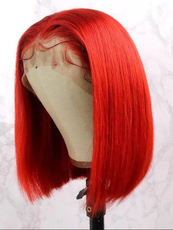 Sterly Red Wig Straight Colored Short Bob Human Hair Wigs - sterlyhair