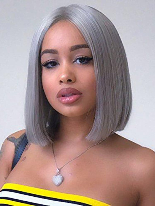 Sterly Silver Grey Bob Lace Front Wig Colored Short Bob Human Hair Wigs - sterlyhair