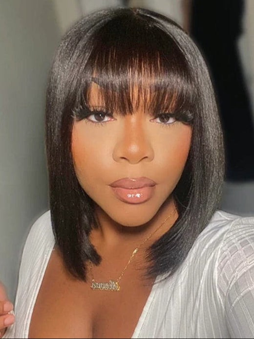 Sterly Wear And Go Glueless Bob Wigs With Bang 13×6 Yaki Straight Bob Wigs - sterlyhair