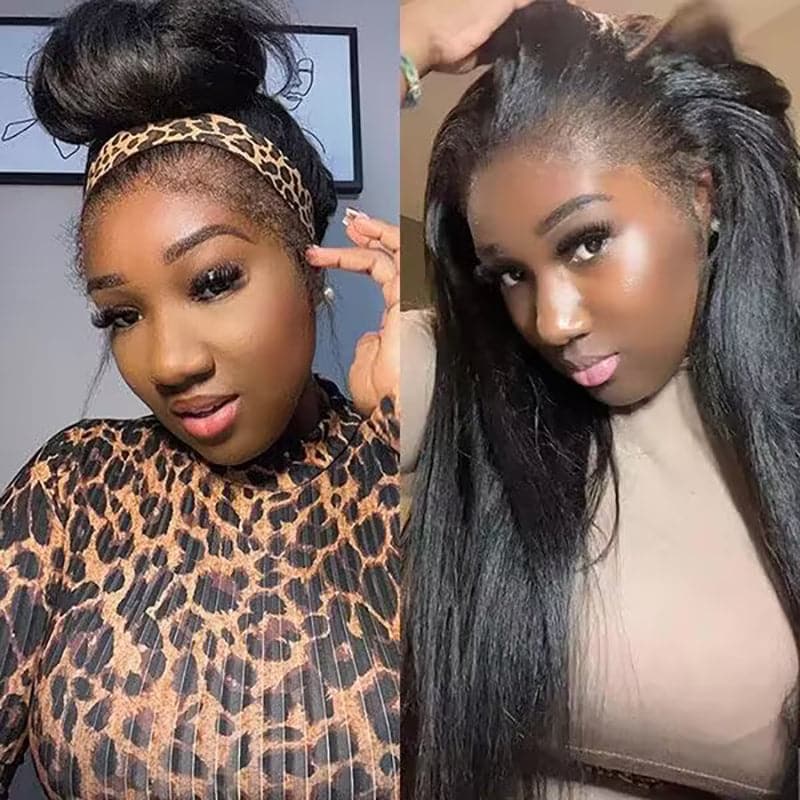 Type 4C Edges Wig | Sterly Yaki Straight Glueless 13×6 Lace Frontal Human Hair Wigs - sterlyhair