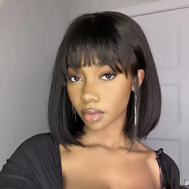 Sterly HD Lace Wear And Go Glueless Bob Wigs With Bang 4×4/13×6 Yaki Straight Bob Wigs
