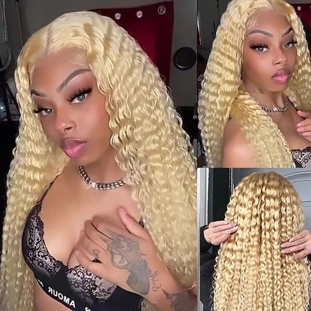Sterly Hair 100% Human Hair Soft Long 613 Blonde Deep Wave  Tpart Lace Wig
