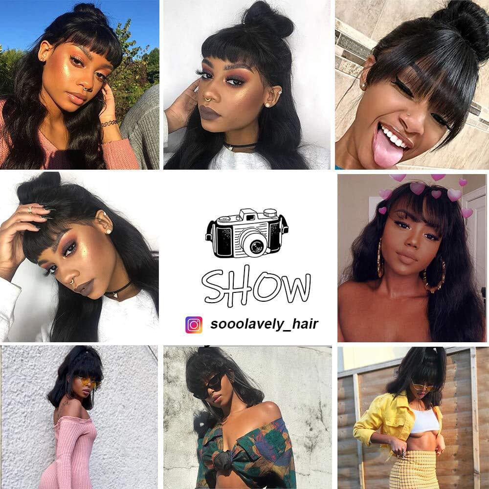 Sterly Body Wave Wigs With Bangs None Lace Front Wigs Human Hair Wigs Glueless Machine Made Wigs For Black Women