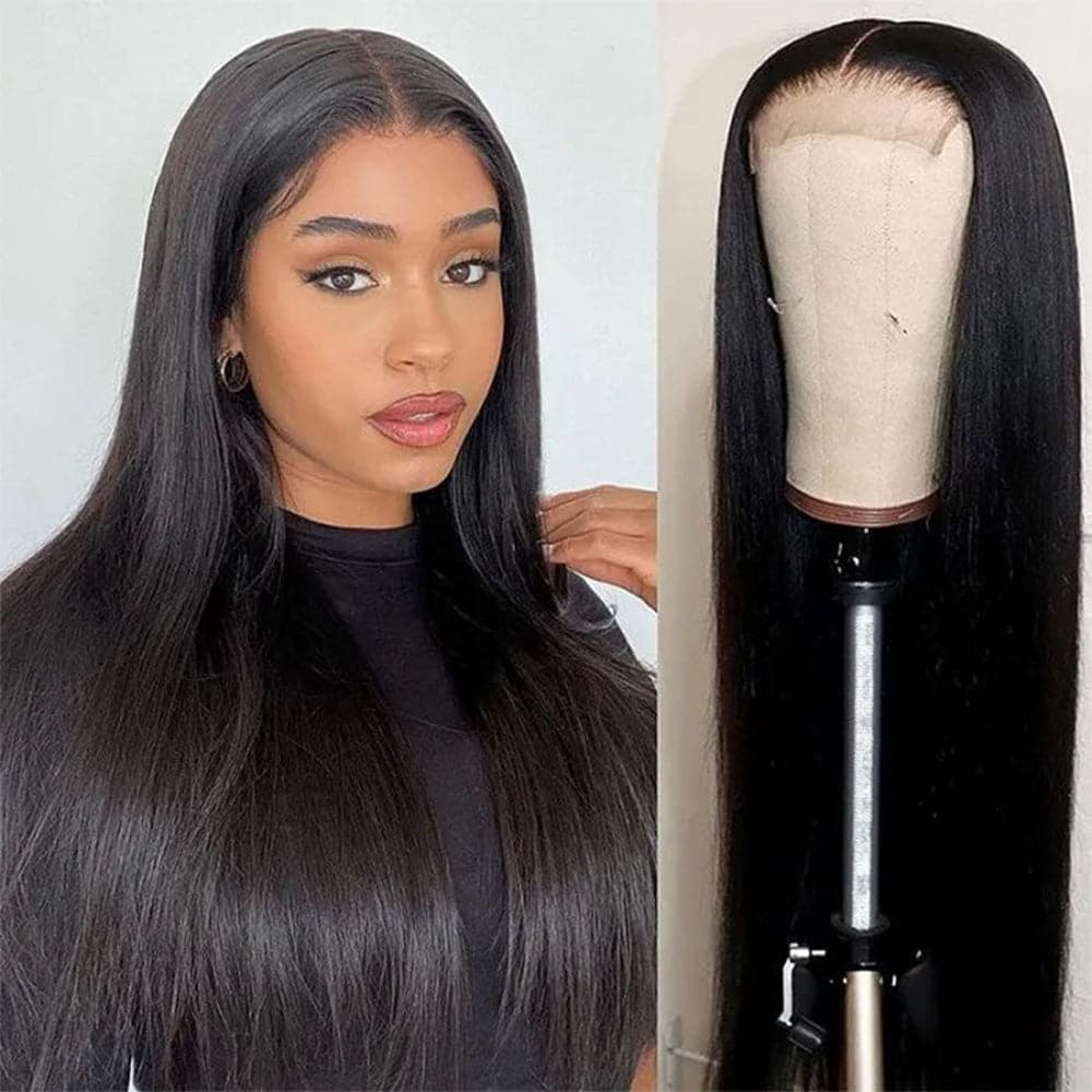 Sterly Glueless Straight 4×4 HD Transparent Lace Closure Wigs Human Hair