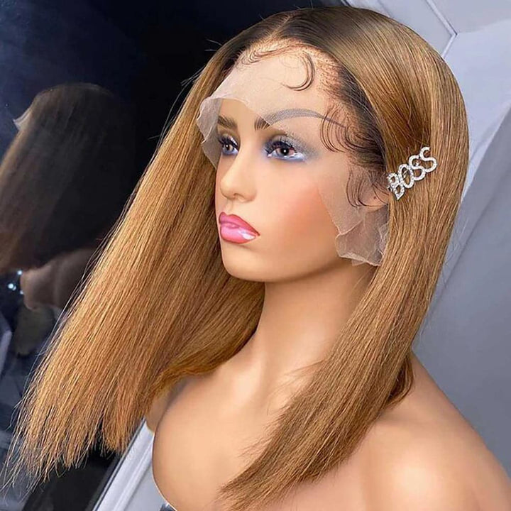 Sterly 1B/27 Ombre 13x6 Lace Front Straight Ombre Colored Human Hair Bob Wigs - sterlyhair