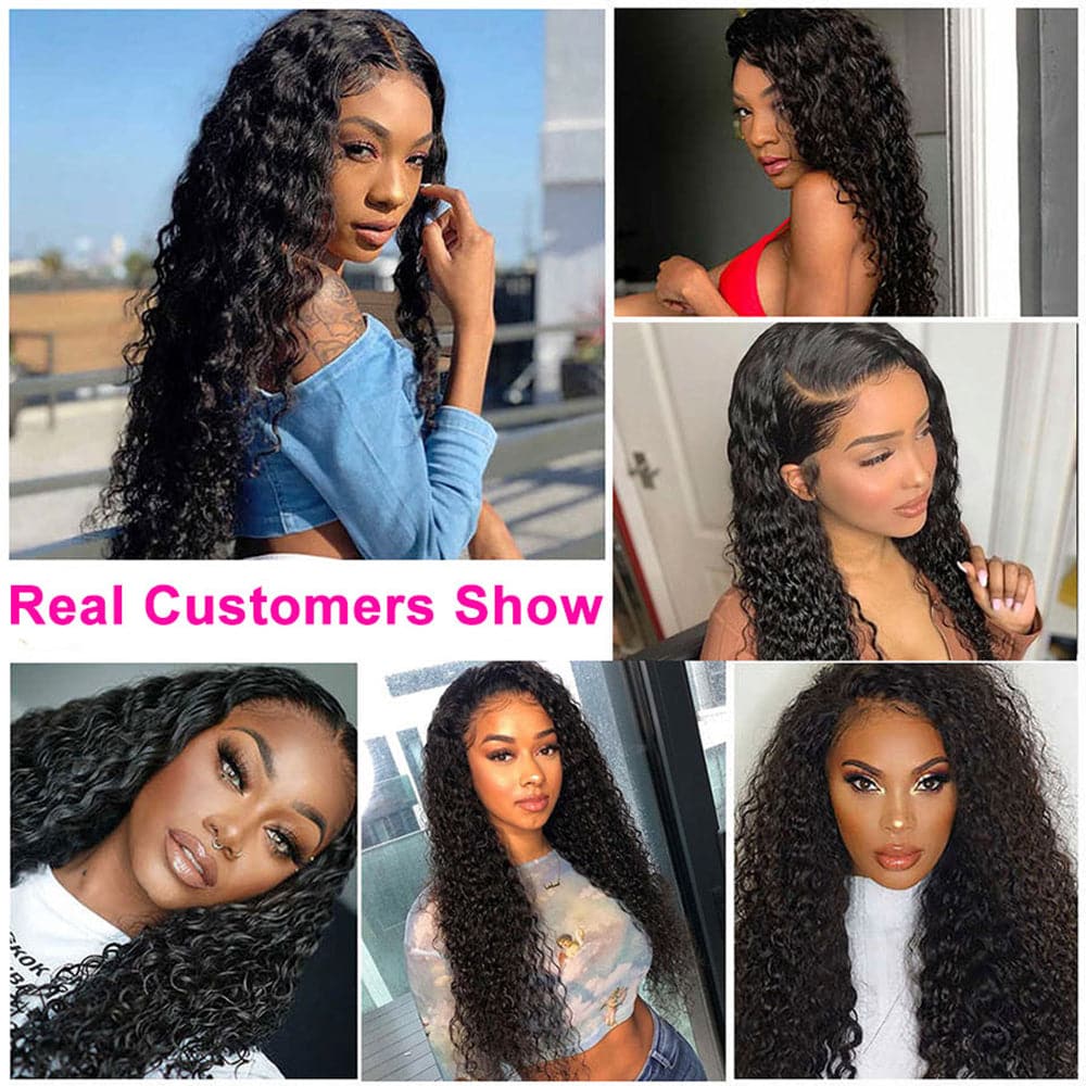 Long Hair Wigs For Women Water Wave Human Hair Invisible Wigs 180% Density 32-40inch