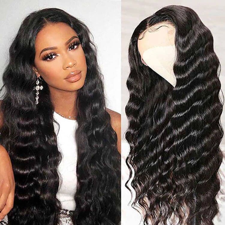 Loose Deep Wave 13×4 HD Transparent Lace Front Human Hair Wigs Sterly Hair