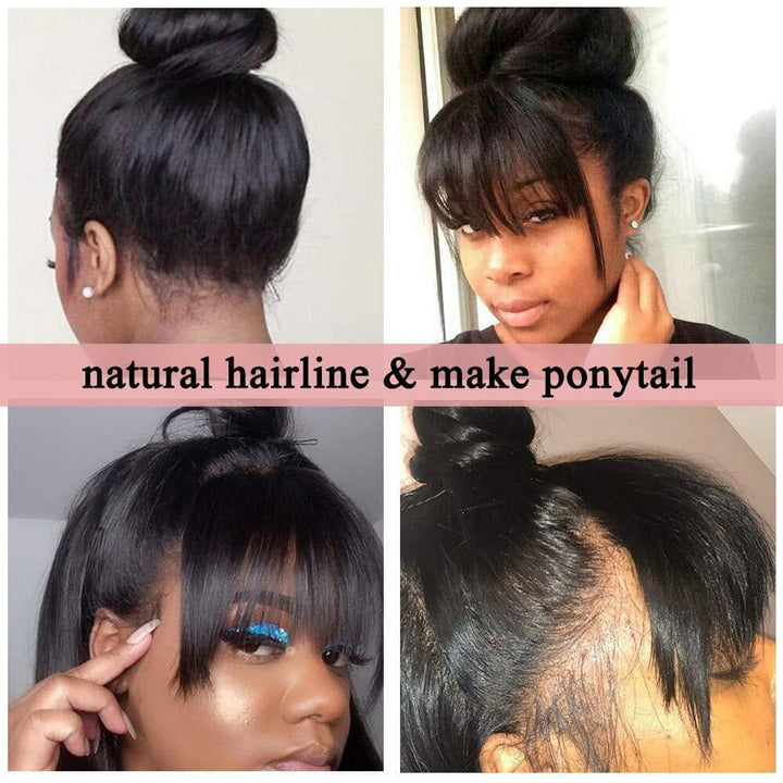 Sterly Body Wave Wigs With Bangs None Lace Front Wigs Human Hair Wigs Glueless Machine Made Wigs For Black Women - sterlyhair