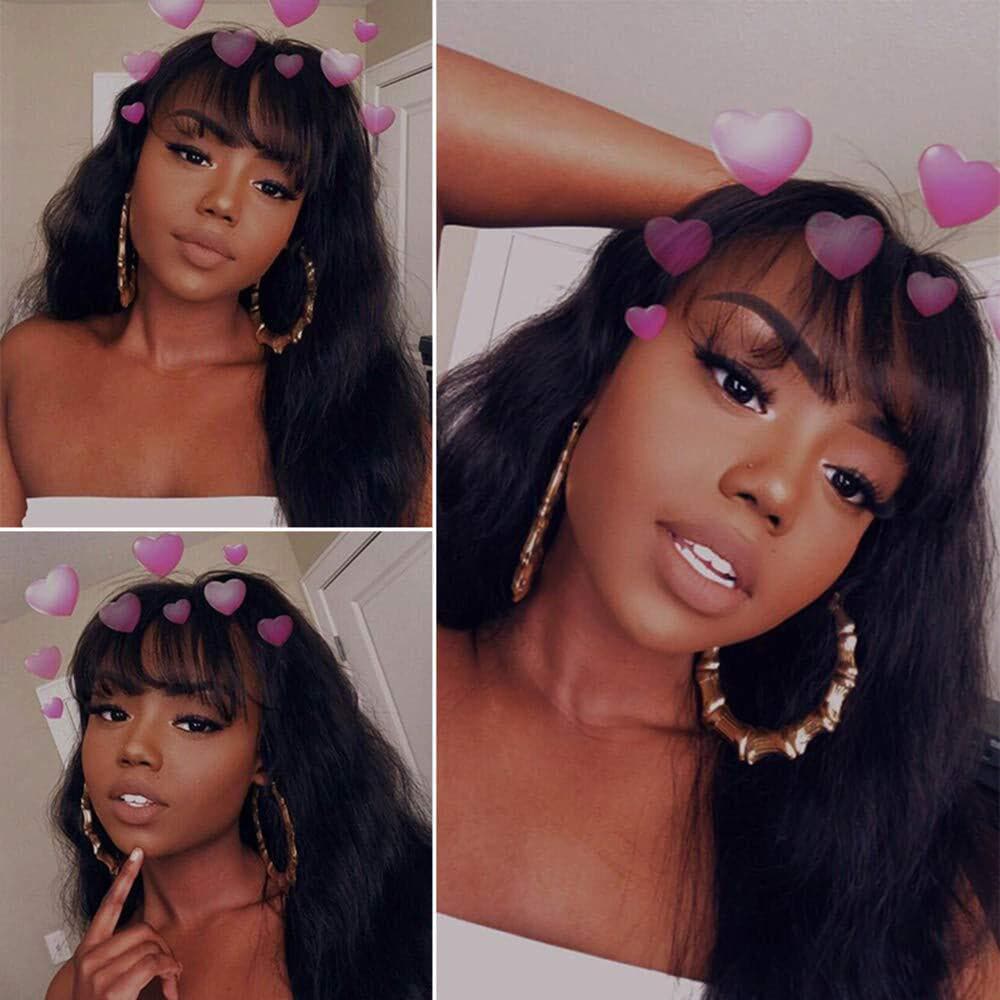 Sterly Body Wave Wigs With Bangs None Lace Front Wigs Human Hair Wigs Glueless Machine Made Wigs For Black Women - sterlyhair