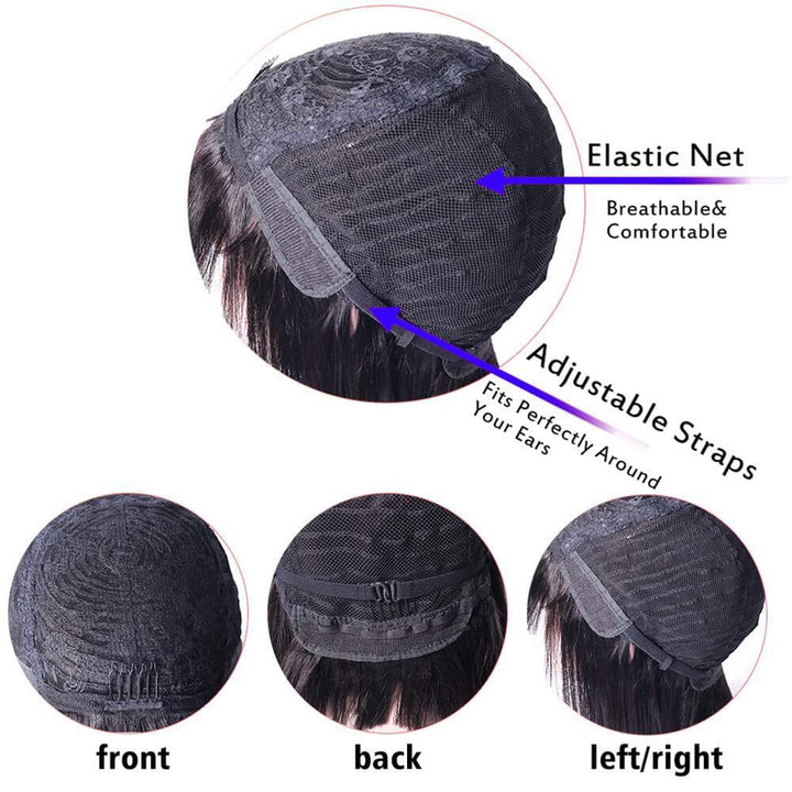 Sterly Silky Virgin Straight Human Hair Wigs with Bangs None Lace Front Wigs - sterlyhair