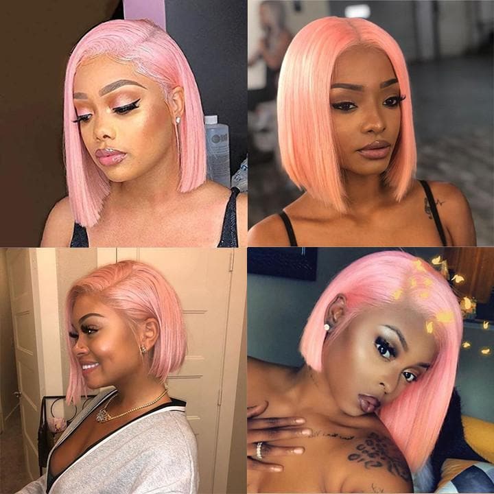 Sterly Pink Color Bob Lace Front Wig Colored Human Hair Bob Wigs - sterlyhair