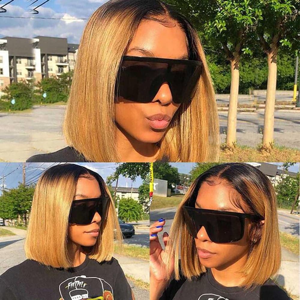 Sterly 1B/27 Ombre 13x6 Lace Front Straight Ombre Colored Human Hair Bob Wigs - sterlyhair