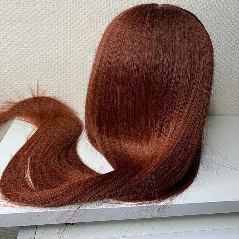 Sterly Reddish Brown Straight Human Hair Wigs 13x4/13x6 Lace Frontal Red Brown Wig