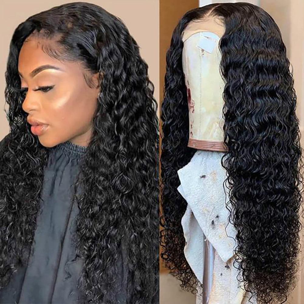 Sterly 4×4 HD Transparent Deep Wave Closure Wigs Human Hair Wigs For Women