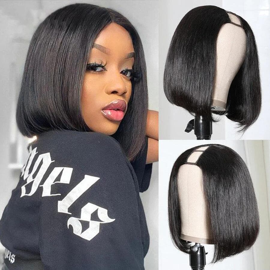 Sterly V Part Straight Bob Wig No Leave Out Thin Part Wig No Sew in Beginner Friendly