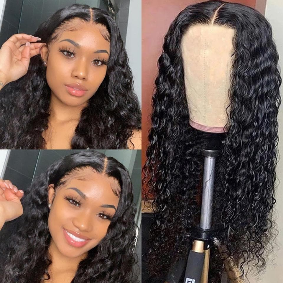 Sterly Water Wave 4×4 HD Transparent Lace Closure Wigs Human Hair Wigs For Women