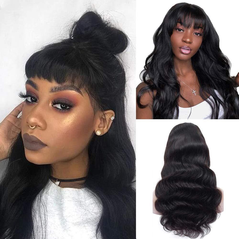 Sterly Body Wave Wigs With Bangs None Lace Front Wigs Human Hair Wigs Glueless Machine Made Wigs For Black Women - sterlyhair